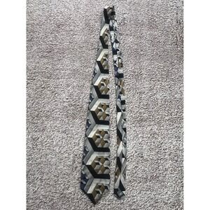 Vintage Conte di Milano Silk Tie Geometric Art Deco Made USA 57 x 4 Wide